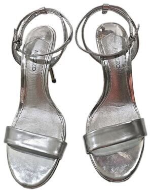 AREZZO ~Woman Size 9.5M(US)~ Silver Sandals Elegant Made In Brazil NWOB.
